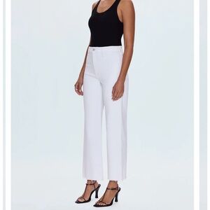 Pistola Penny High-Rise Wide-Leg Crop Jeans 30" White Blizzard Raw Hem Stretch